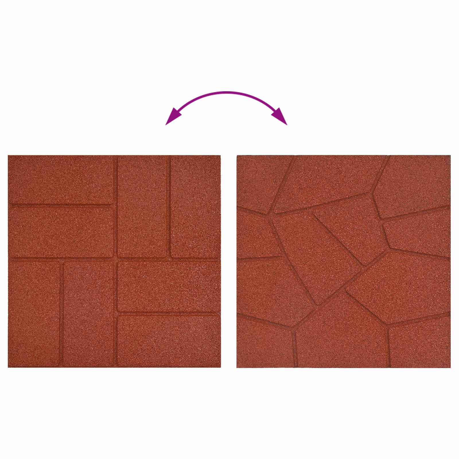 Stapsteen 6 pcs Rood 40,5 x 40,5 x 2 cm Rubber