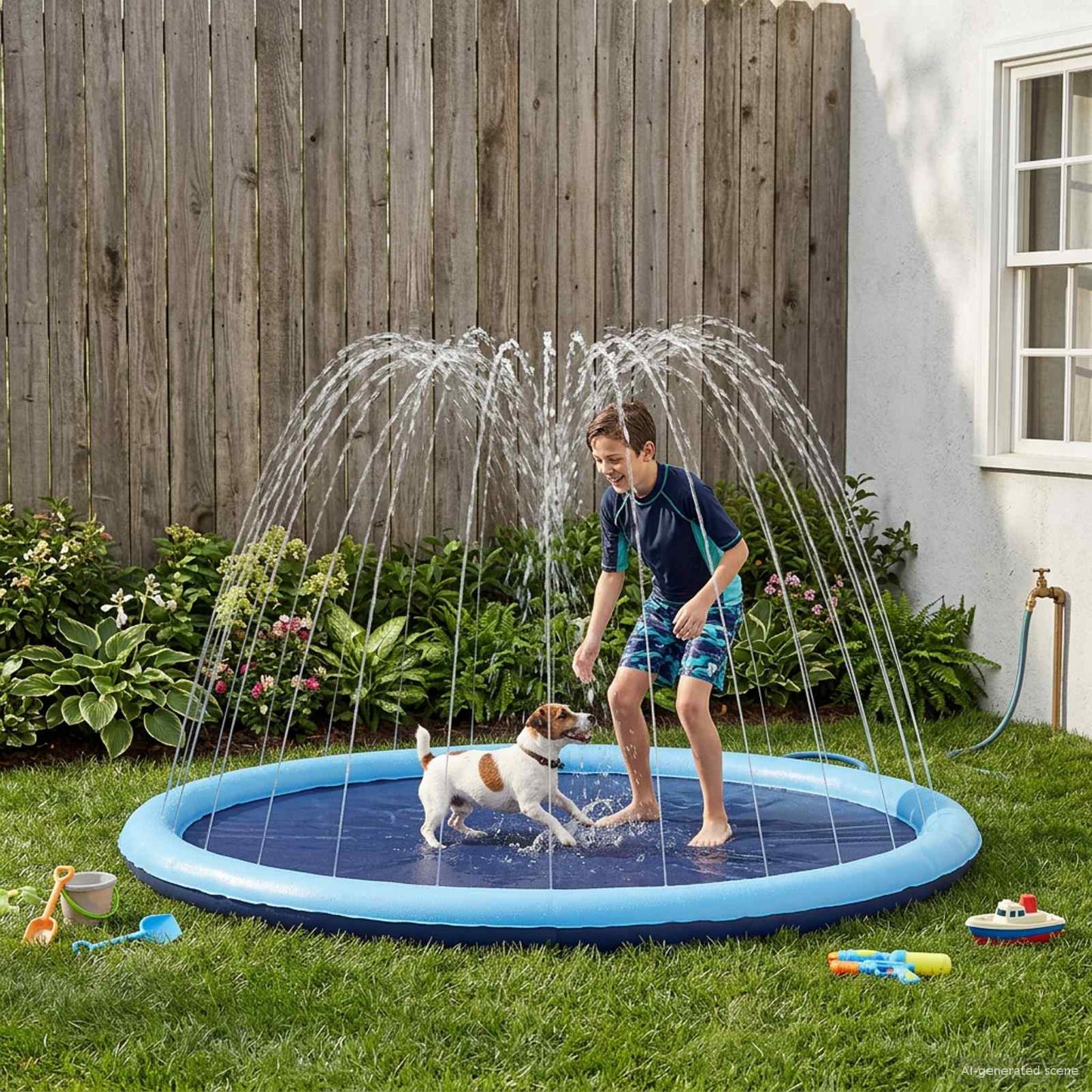 Splash Pad voor Kinderen en Honden Blauw Ø150 x 10 cm PVC