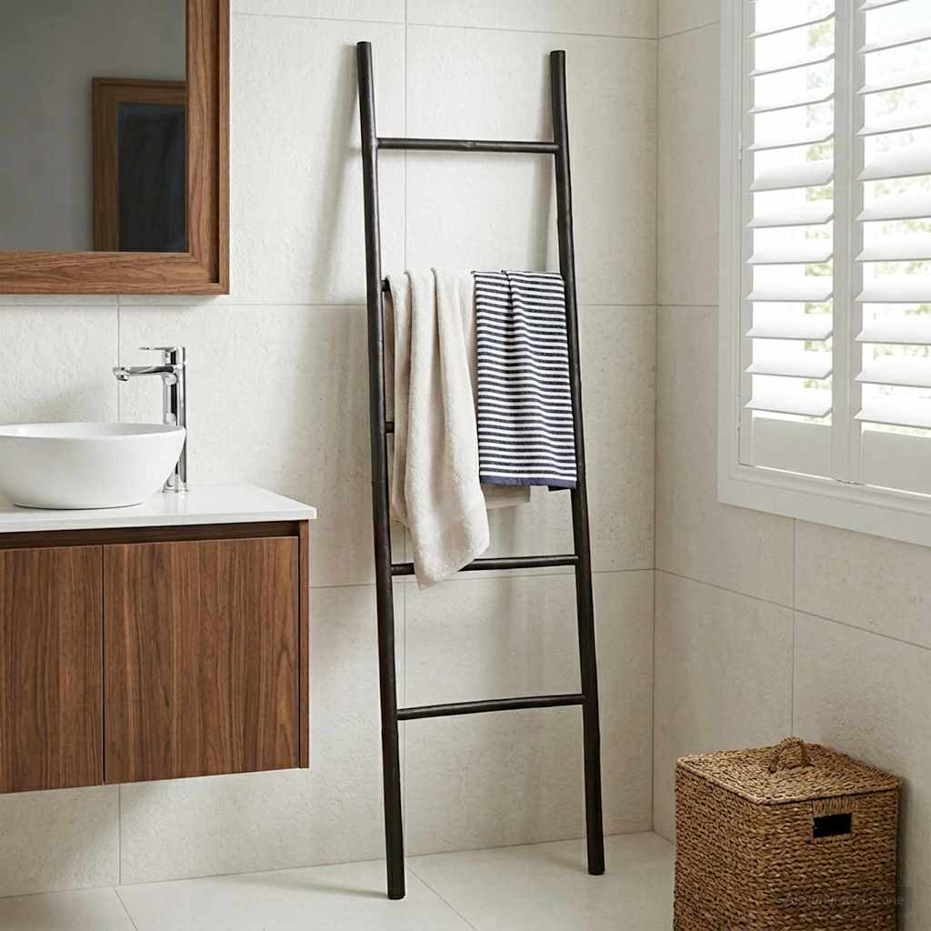 Deken Ladder Zwart 40 x 150 cm Bamboe