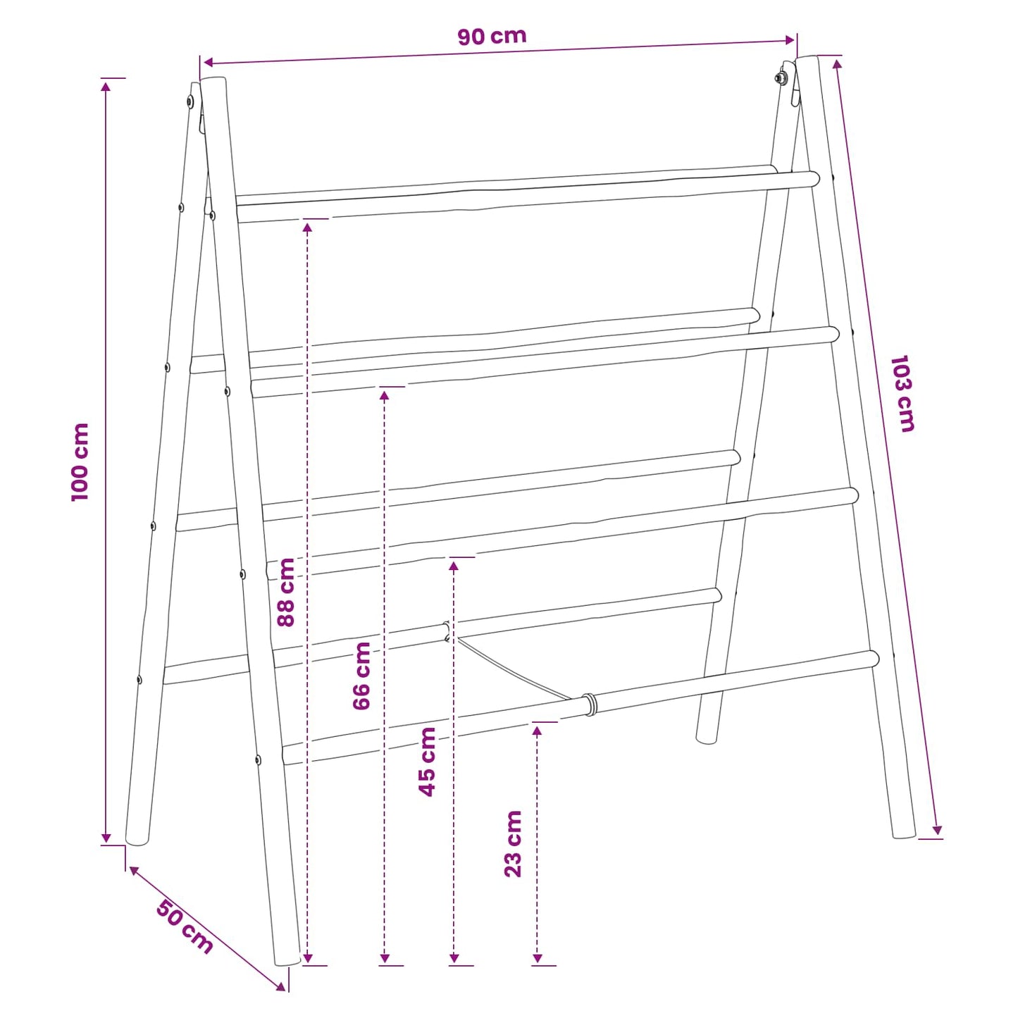 Dubbelzijdige dekbedladder Zwart 90 x 50 x 100 cm Bamboe