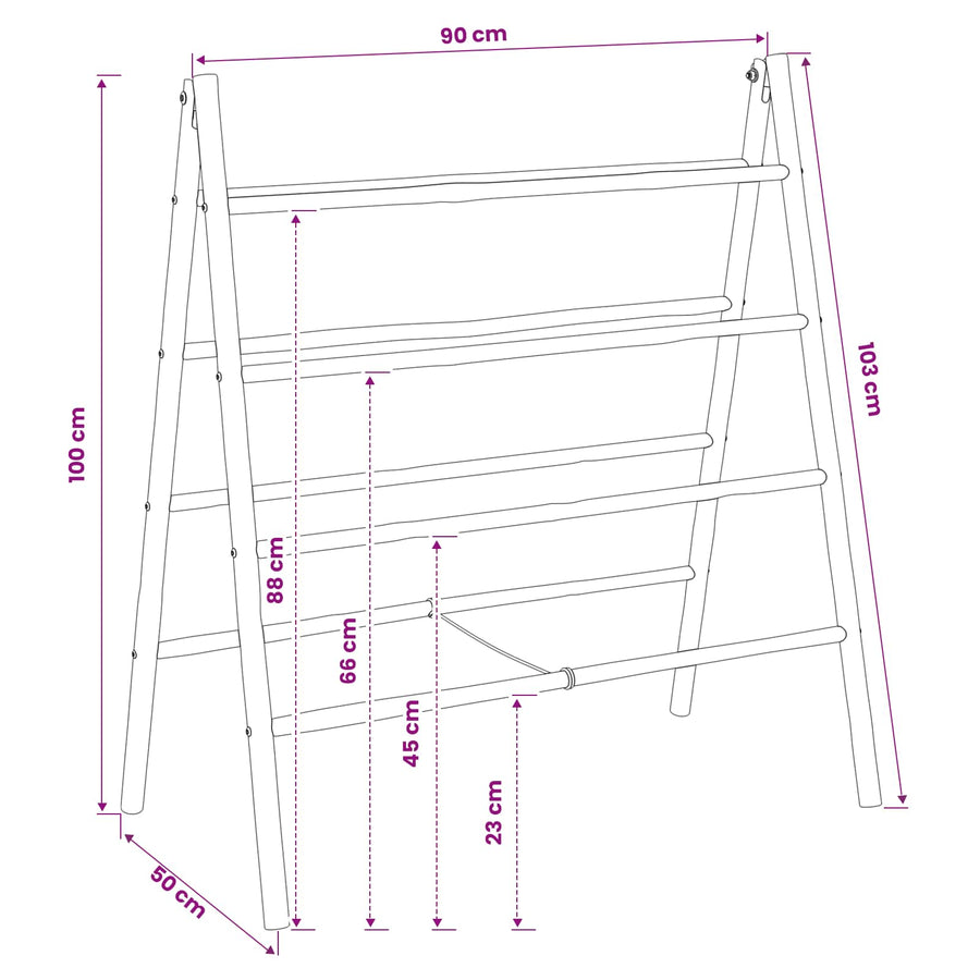 Dubbelzijdige dekbedladder Zwart 90 x 50 x 100 cm Bamboe