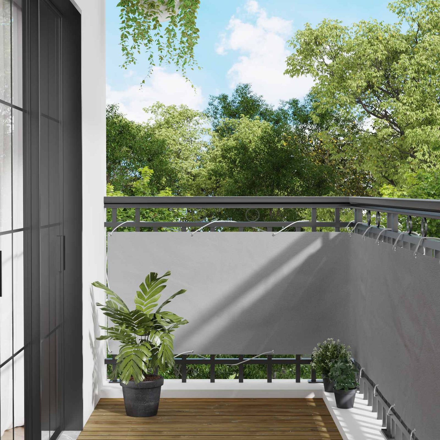 Balkon Scherm Lichtgrijs 75 x 200 cm PU gecoat oxford alu