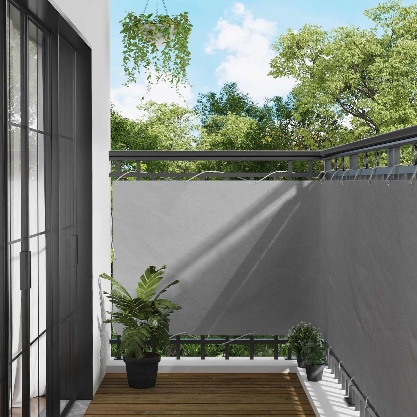 Balkon Scherm Lichtgrijs 110 x 300 cm Oxford Stof