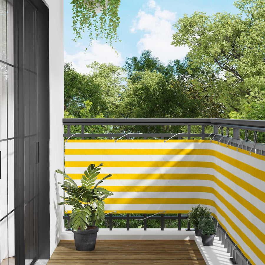 Balkon Scherm Geel en Wit 75 x 200 cm PU gecoat oxford alu