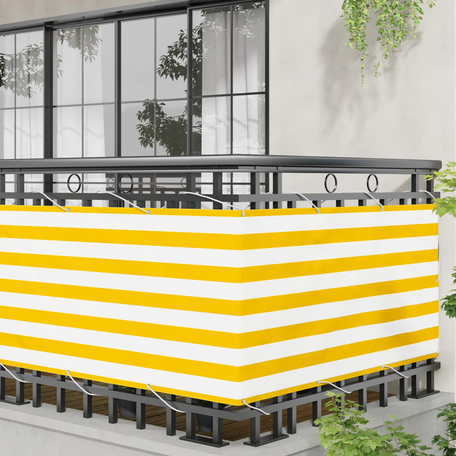 Balkon Scherm Geel en Wit 75 x 200 cm PU gecoat oxford alu