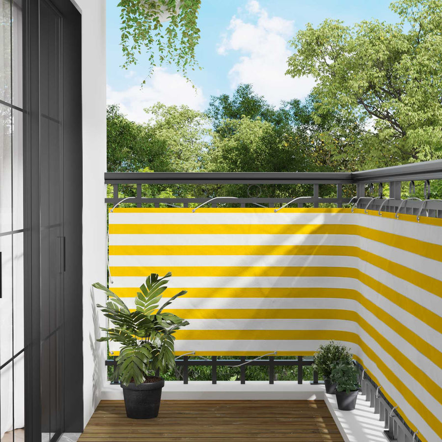 Balkon Scherm Geel en Wit 100 x 500 cm Oxford Stof