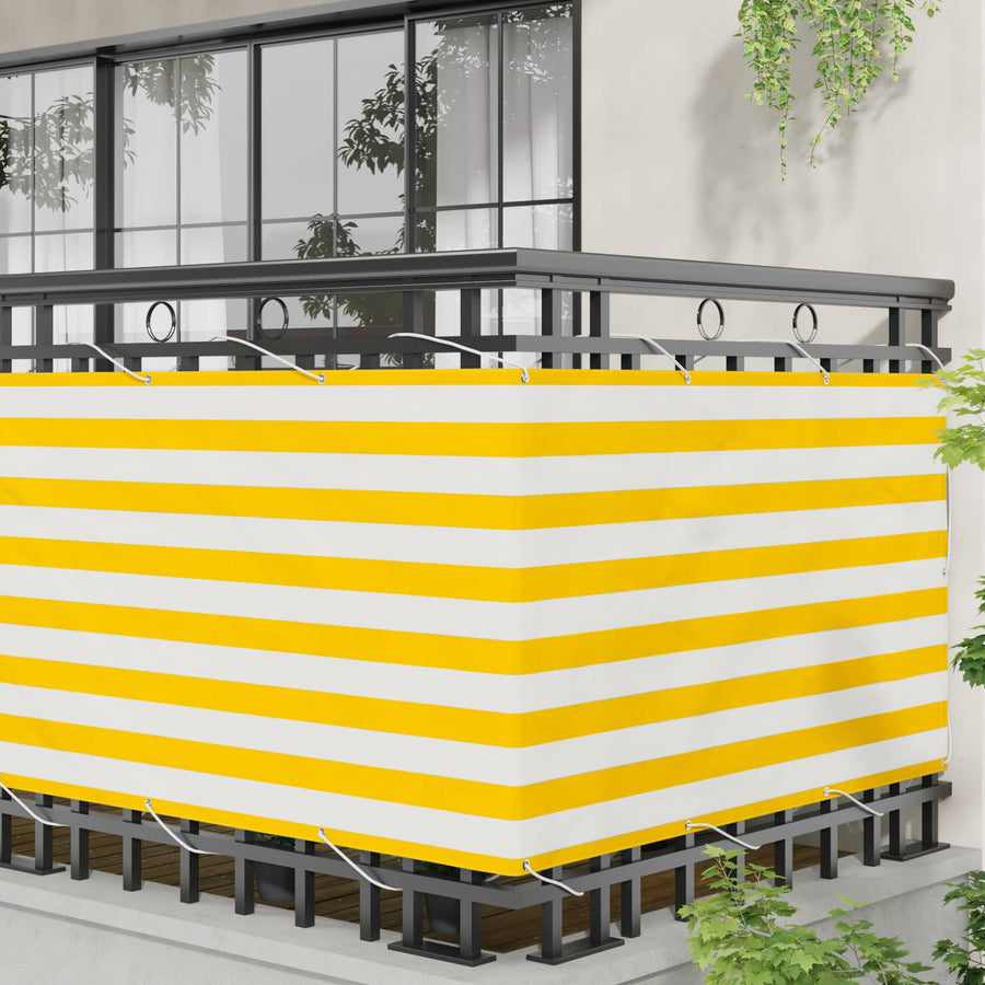 Balkon Scherm Geel en Wit 100 x 500 cm Oxford Stof
