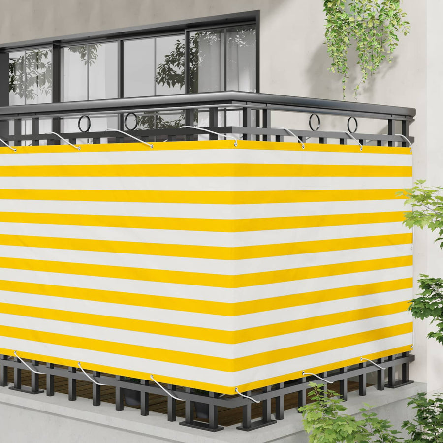 Balkon Scherm Geel en Wit 110 x 200 cm Oxford Stof