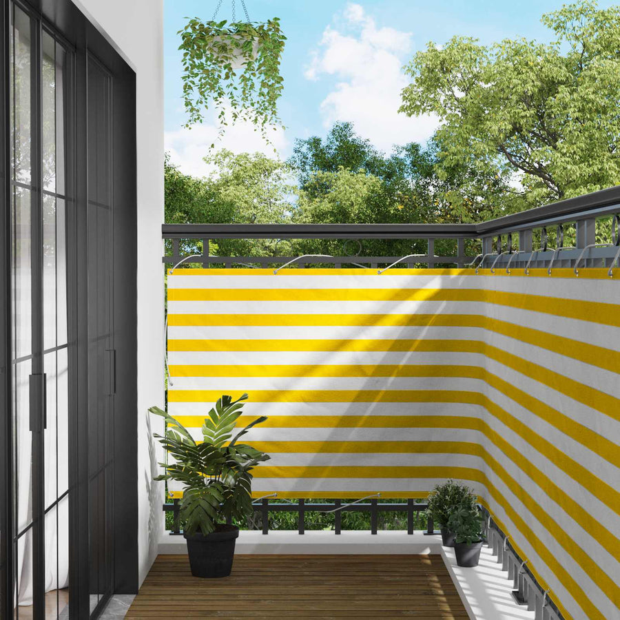 Balkon Scherm Geel en Wit 120 x 200 cm PU gecoat oxford alu