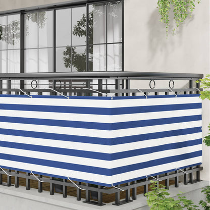 Balkon Scherm Blauw en Wit 75 x 200 cm PU gecoat oxford alu