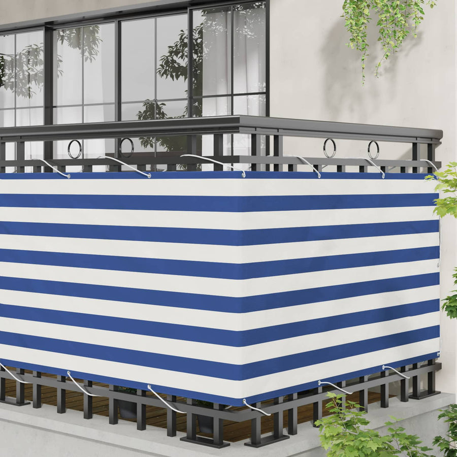 Balkon Scherm Blauw en Wit 100 x 500 cm PU gecoat oxford alu