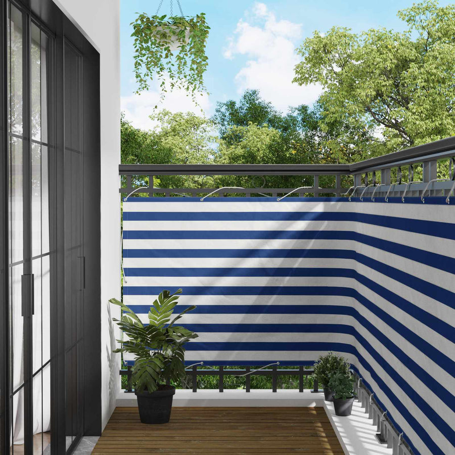 Balkon Scherm Blauw en Wit 120 x 200 cm PU gecoat oxford alu