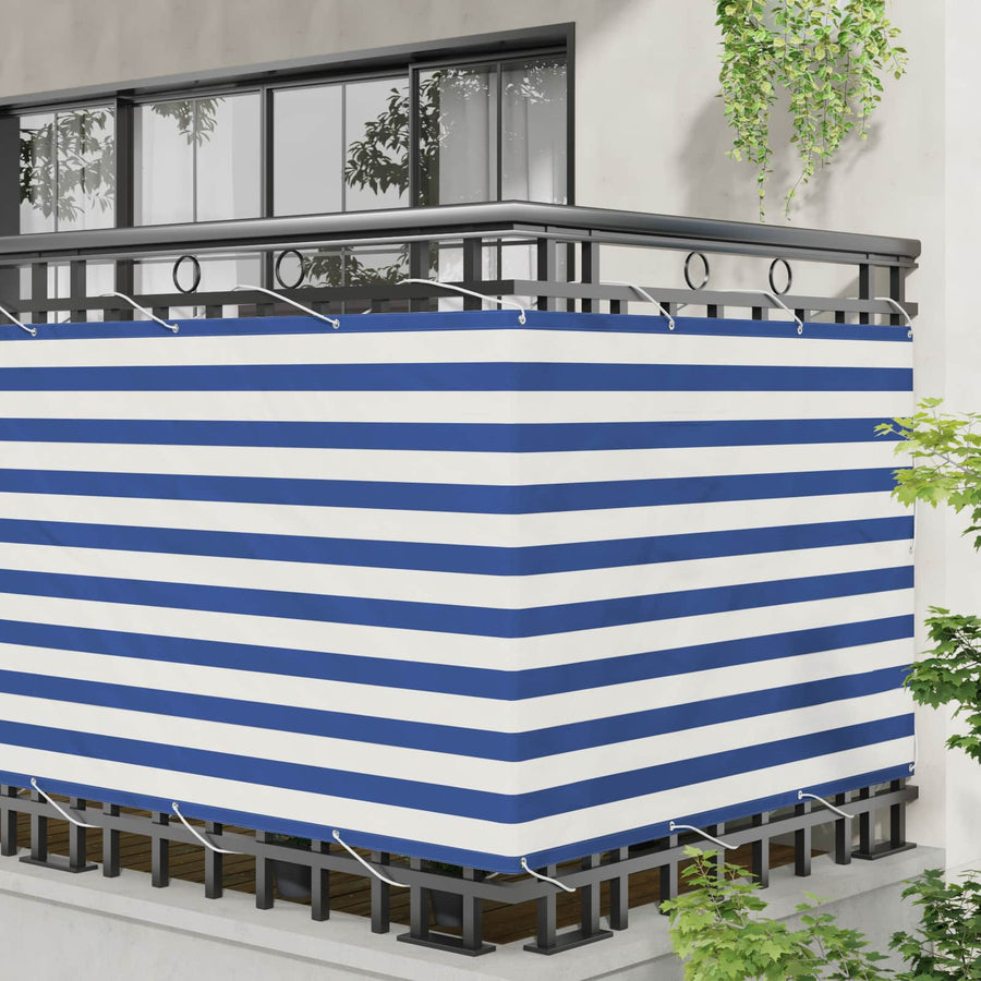 Balkon Scherm Blauw en Wit 120 x 200 cm PU gecoat oxford alu