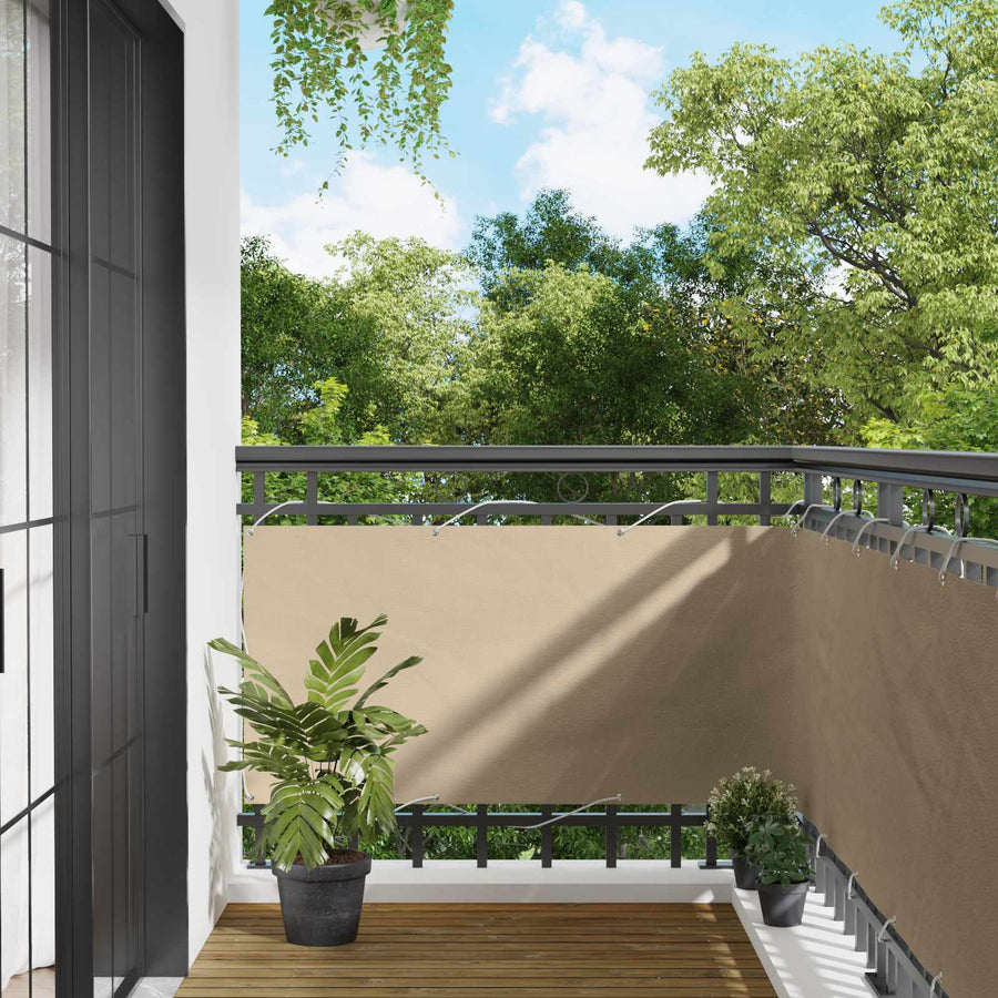Balkon Scherm Beige 75 x 200 cm PU gecoat oxford alu
