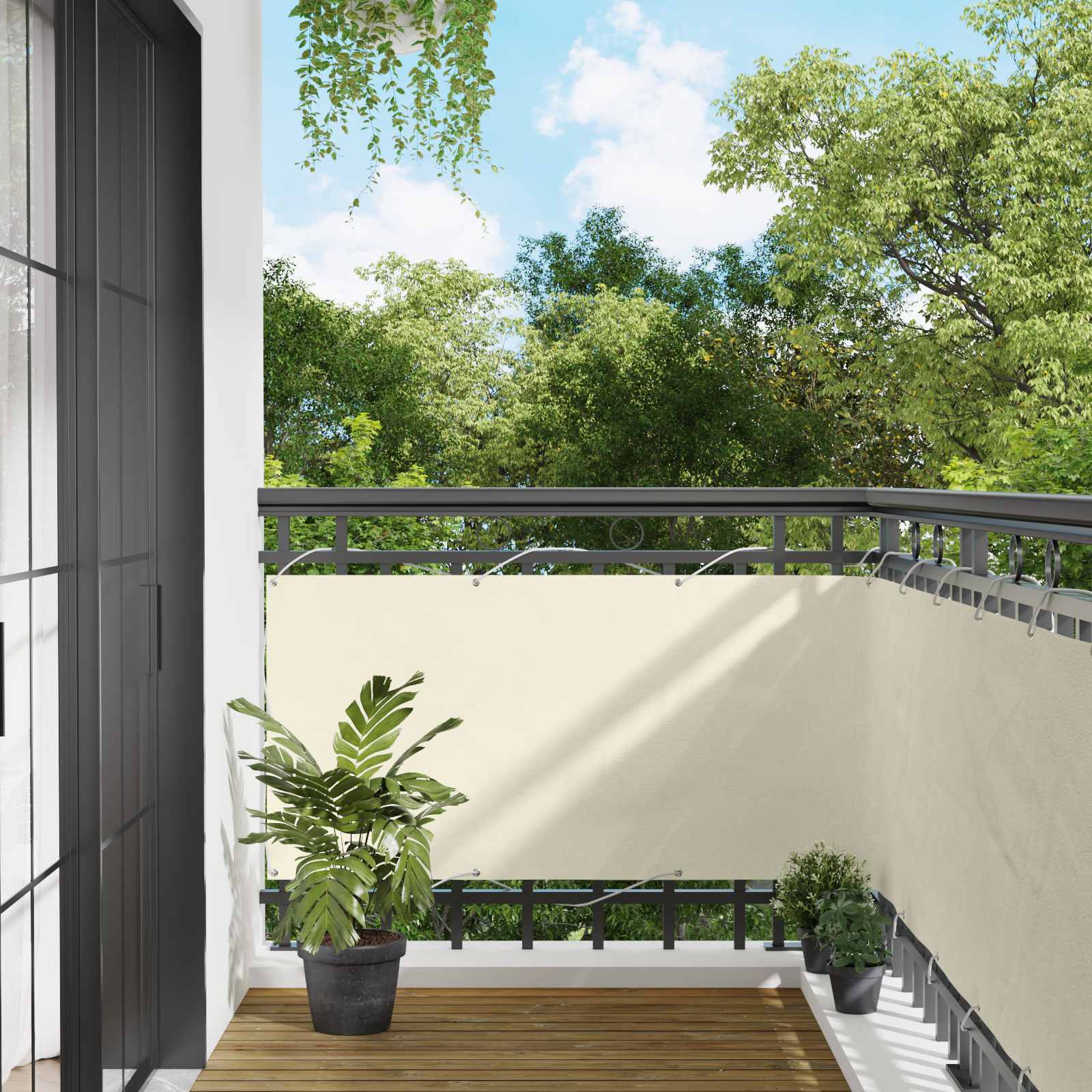 Balkon Scherm Crème 75 x 200 cm Oxford Stof
