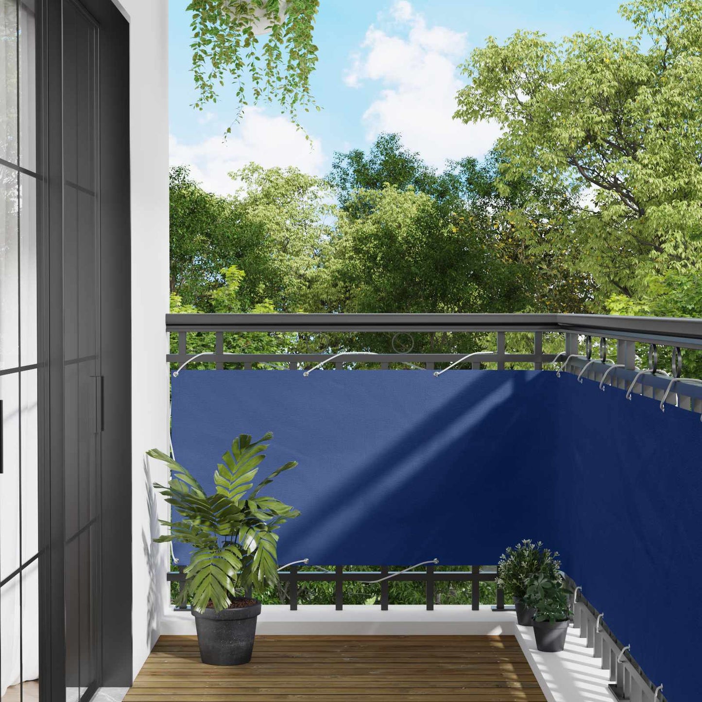 Balkon Scherm Blauw 75 x 200 cm PU gecoat oxford alu