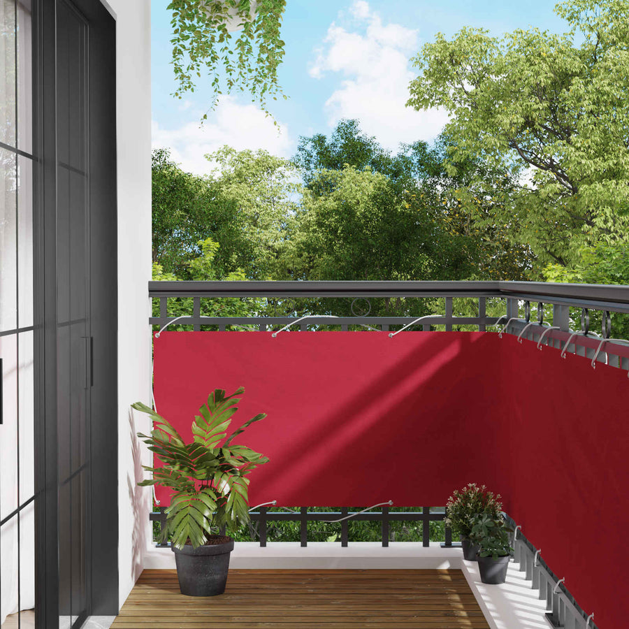 Balkon Scherm Rood 75 x 200 cm PU gecoat oxford alu
