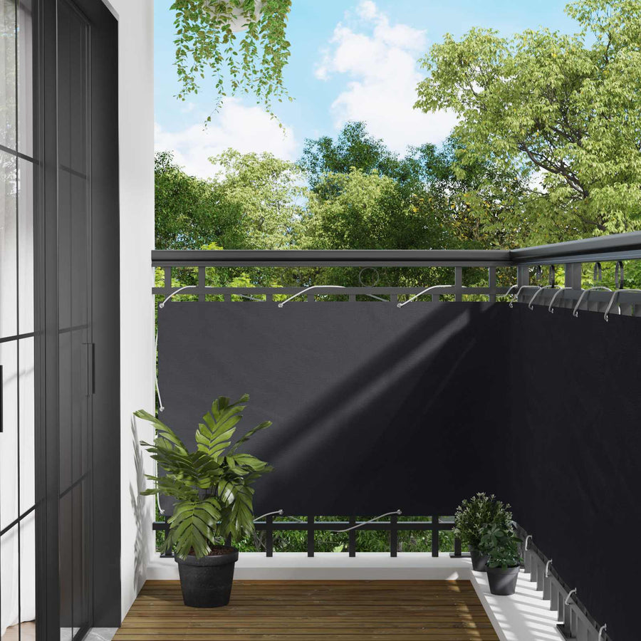 Balkon Scherm Zwart 90 x 200 cm PU gecoat oxford alu