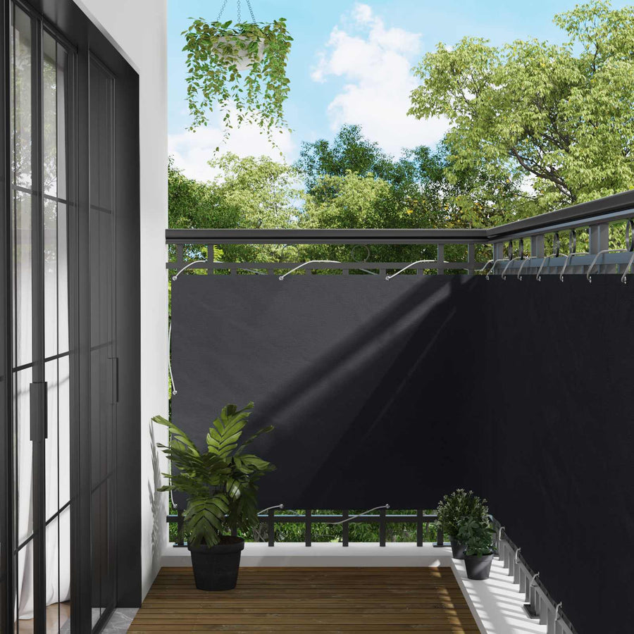 Balkon Scherm Zwart 110 x 600 cm Oxford Stof