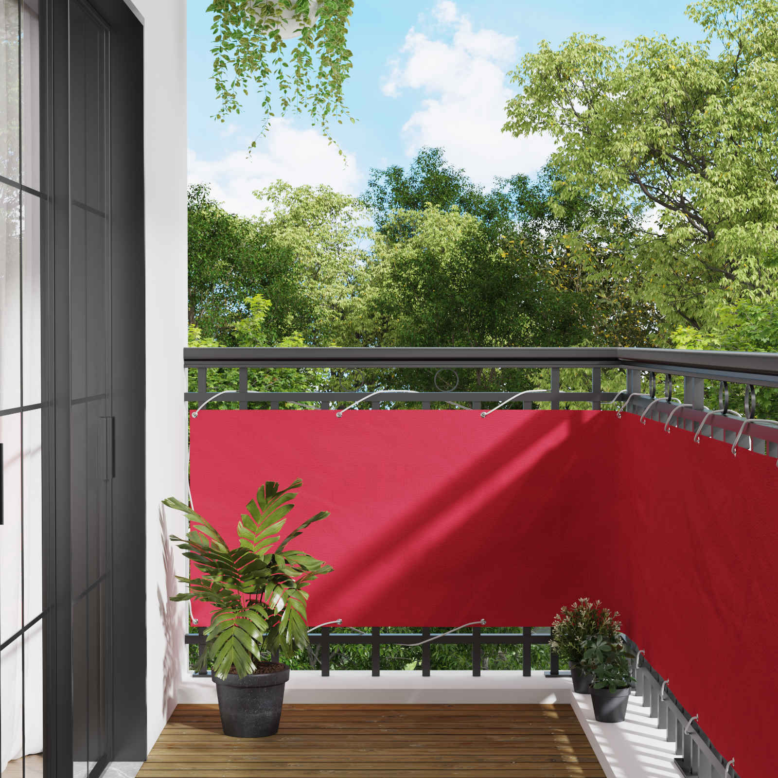 Balkon Scherm Bordeauxrood 75 x 500 cm PU gecoat oxford alu