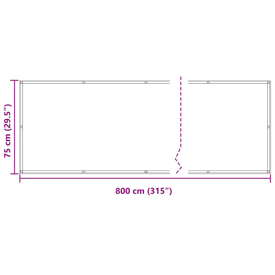Balkon Scherm Bordeauxrood 75 x 800 cm PU gecoat oxford alu