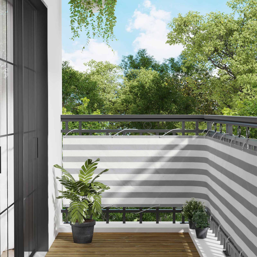 Balkon Scherm Lichtgrijs en wit. 75 x 600 cm