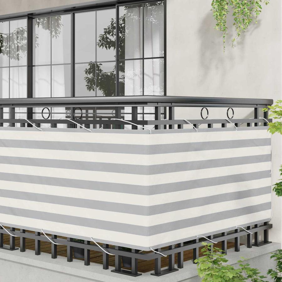 Balkon Scherm Lichtgrijs en wit. 75 x 800 cm
