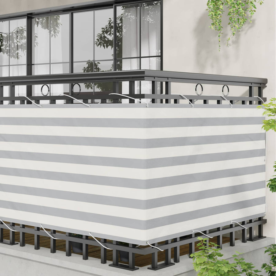 Balkon Scherm Lichtgrijs en wit. 90 x 500 cm