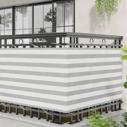 Balkon Scherm Lichtgrijs en wit. 90 x 600 cm