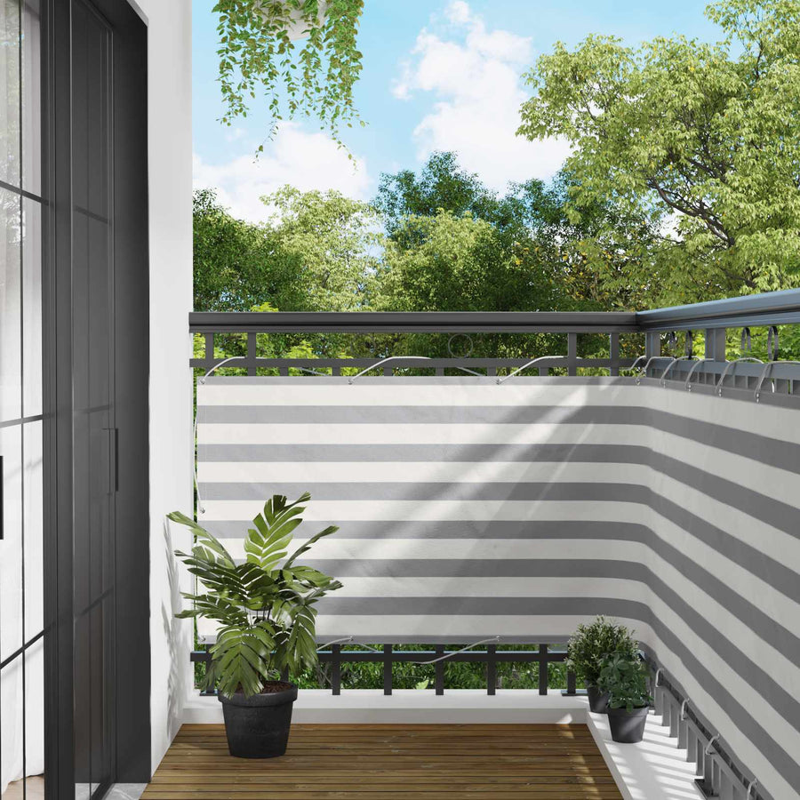 Balkon Scherm Lichtgrijs en wit. 100 x 600 cm Oxford Stof