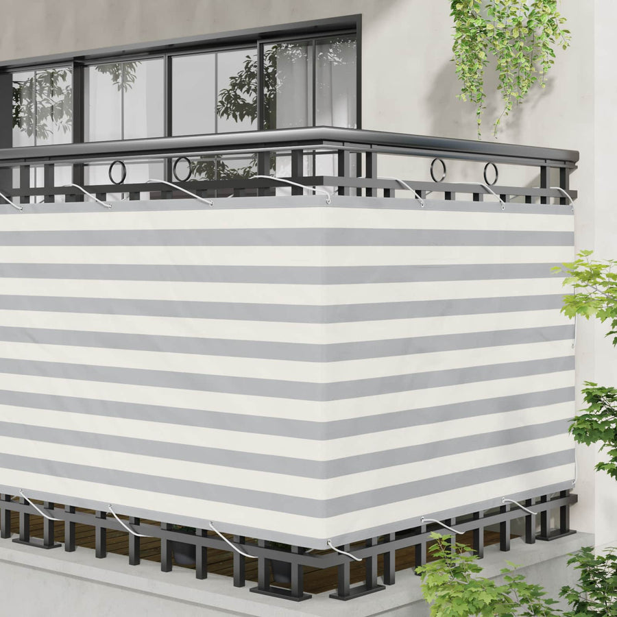 Balkon Scherm Lichtgrijs en wit. 110 x 600 cm Oxford Stof