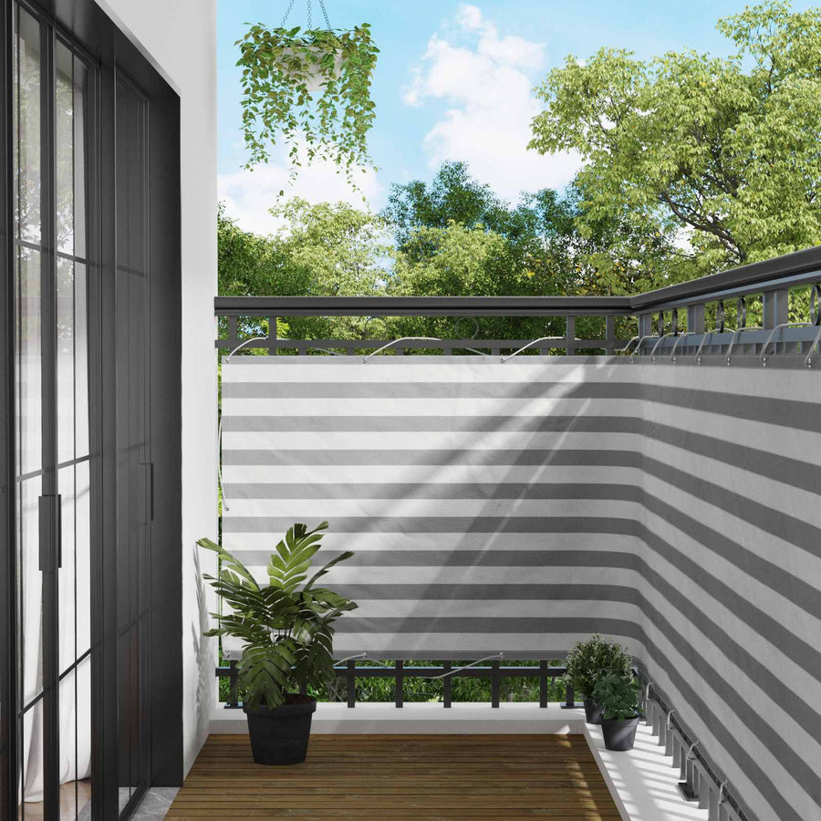 Balkon Scherm Lichtgrijs en wit. 110 x 1000 cm Oxford Stof