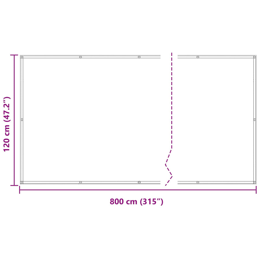Balkon Scherm Lichtgrijs en wit. 120 x 800 cm