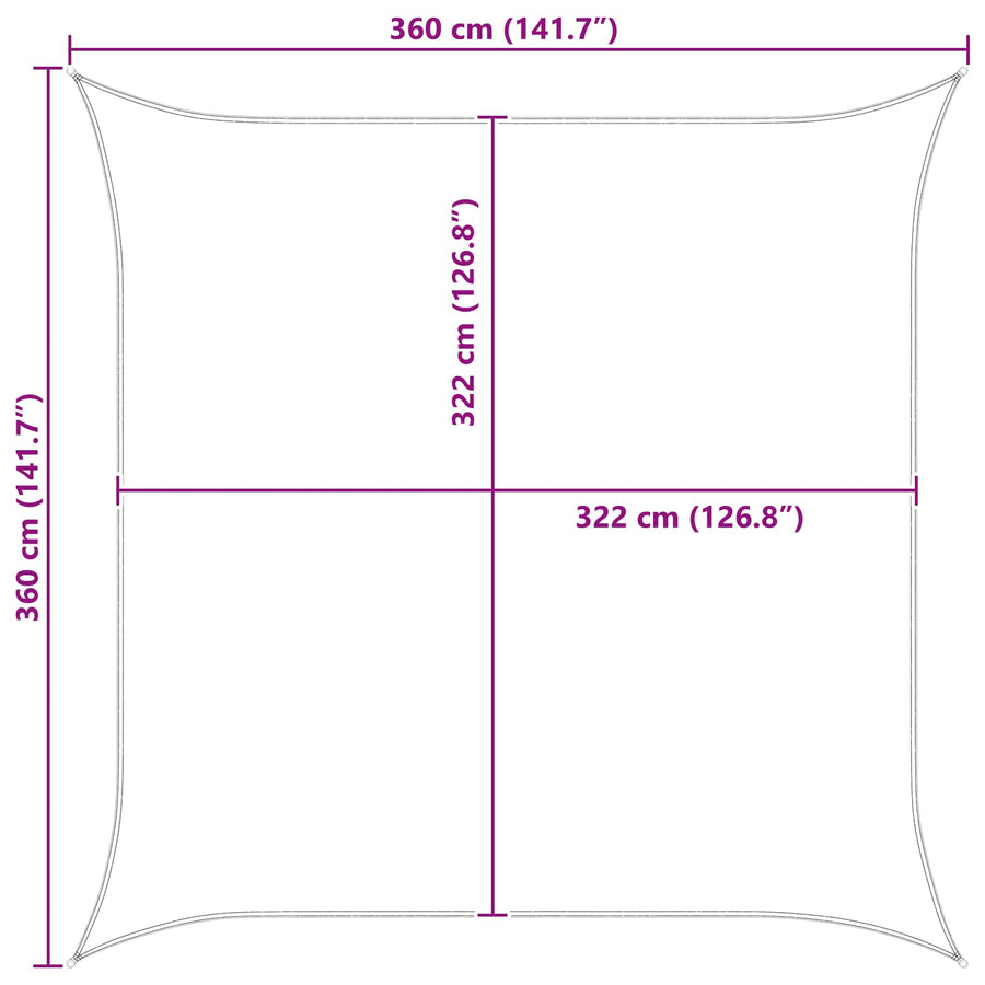 Buiten Zonneschaduwzeil 3,6 x 3,6 m 100% Polyester Oxford