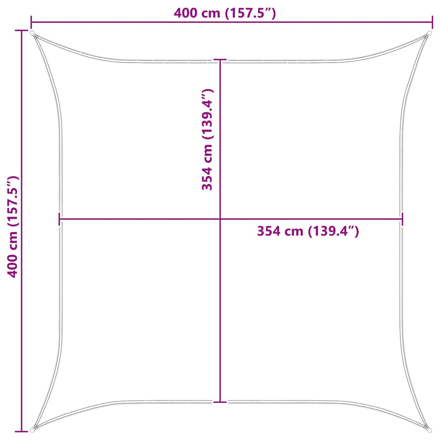 Buiten Zonneschaduwzeil 4 x 4 m 100% Polyester Oxford