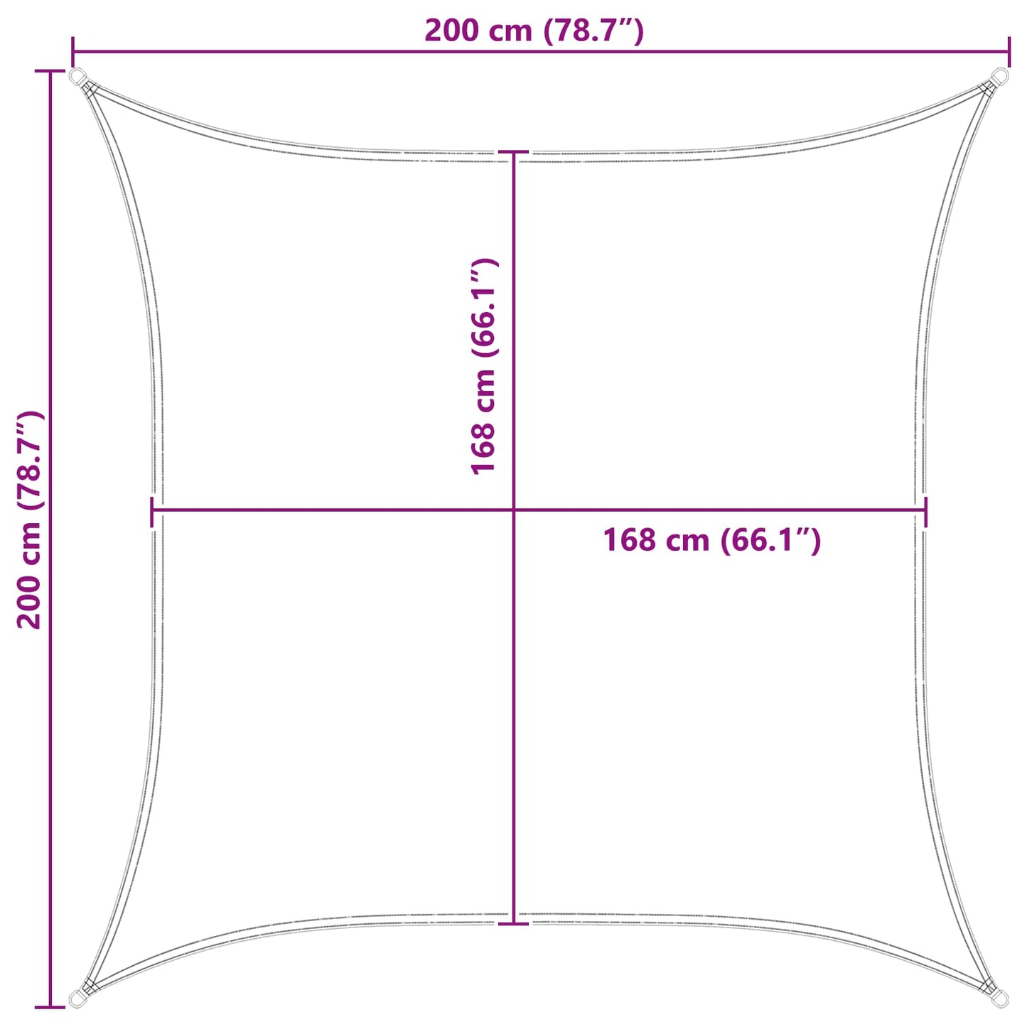 Zonneschaduwzeil Geel en Wit 2 x 2 m 100% Polyester Oxford