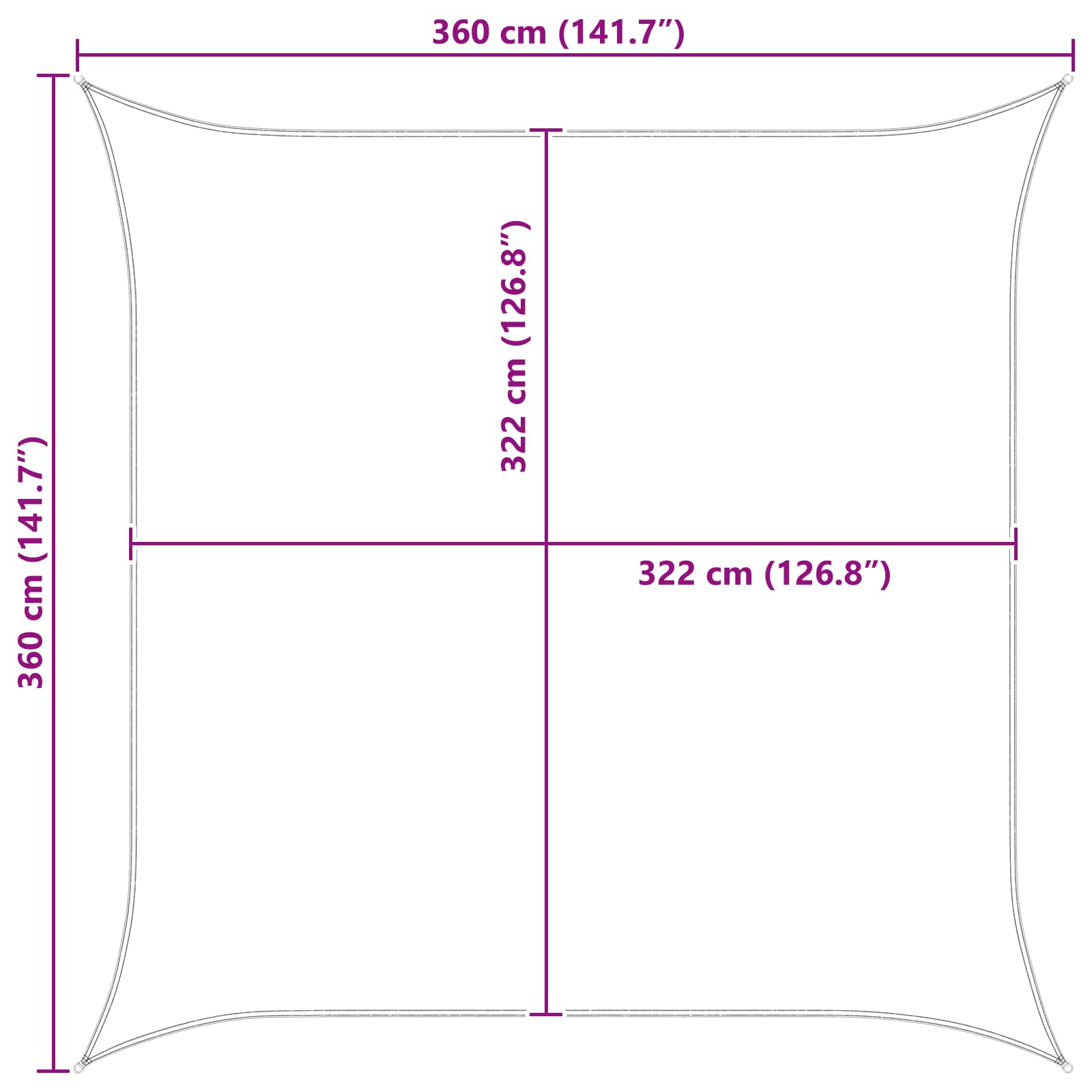 Buiten Zonneschaduwzeil 3,6 x 3,6 m 100% Polyester Oxford