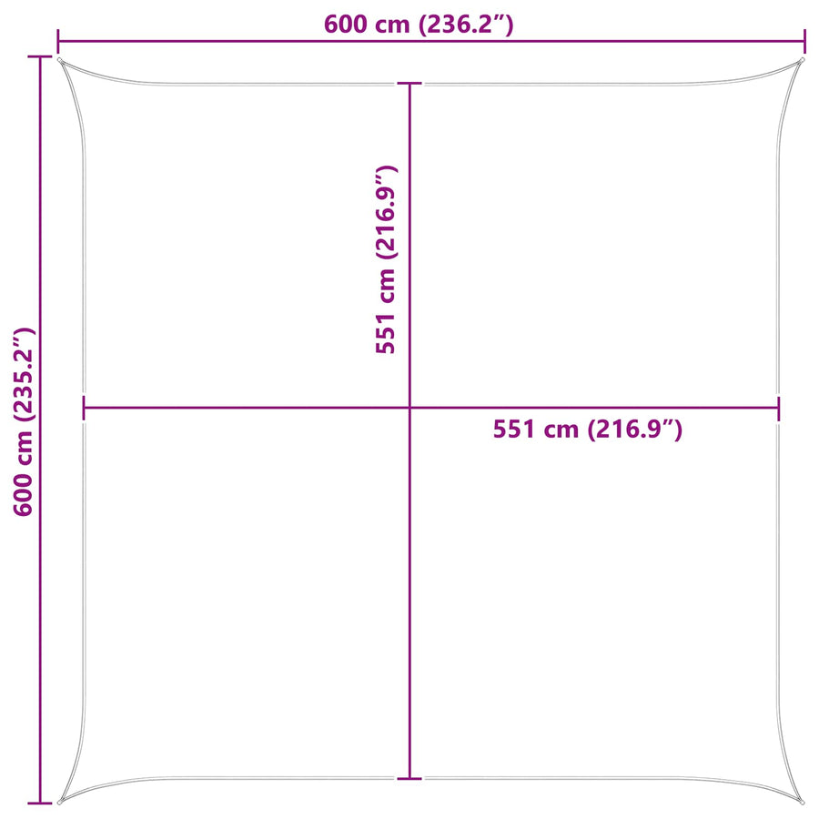 Buiten Zonneschaduwzeil 6 x 6 m 100% Polyester Oxford