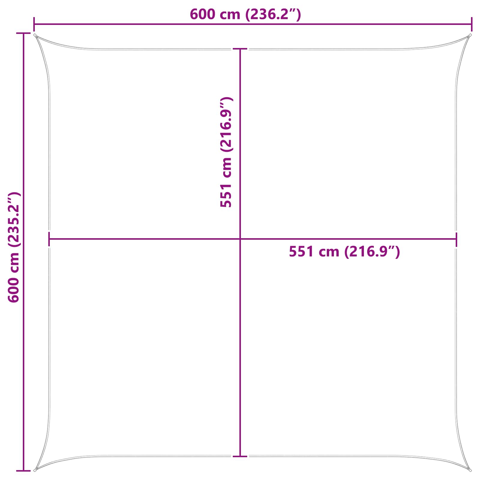 Buiten Zonneschaduwzeil Blauw en Wit 6 x 6 m