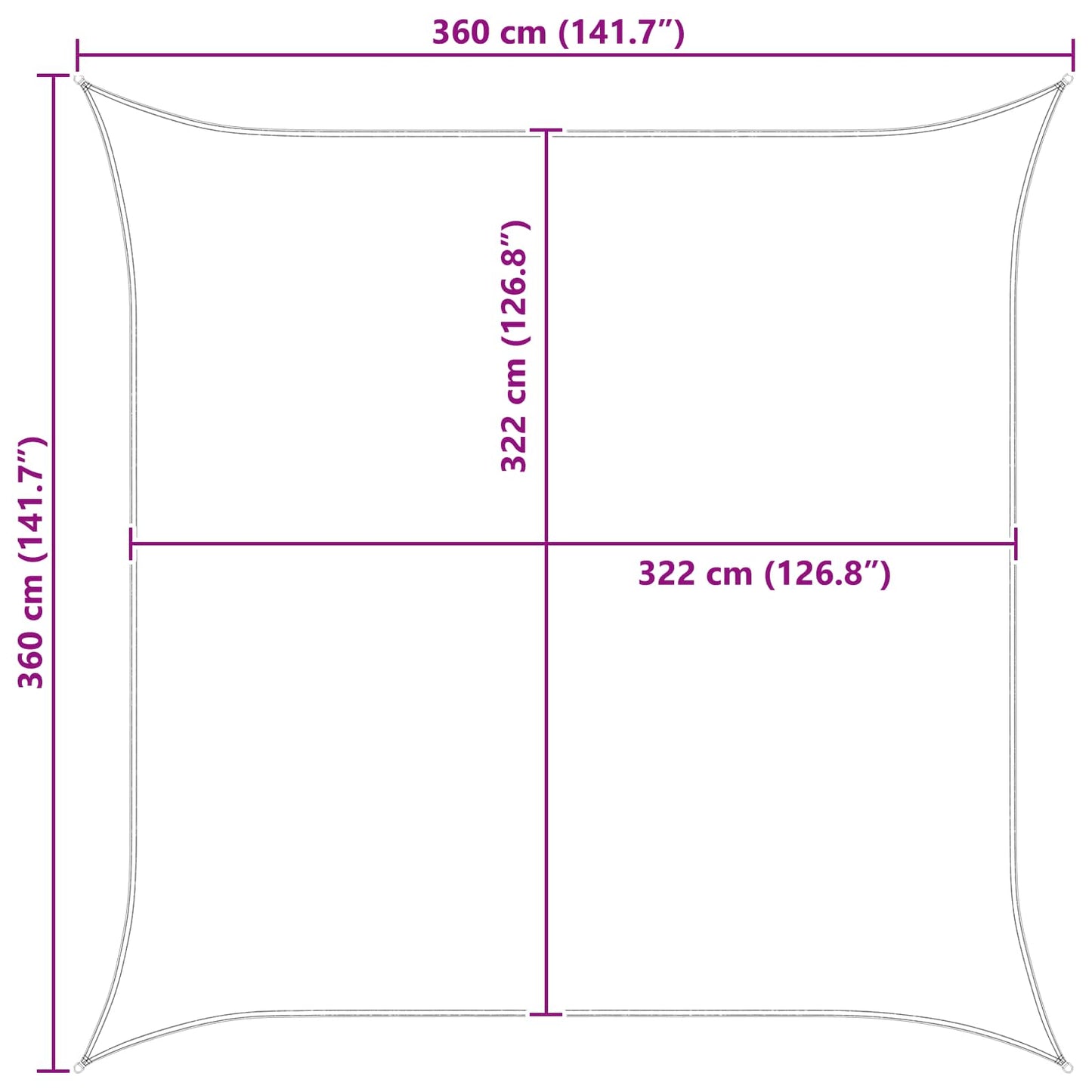 Buiten Zonneschaduwzeil 3,6 x 3,6 m 100% Polyester Oxford