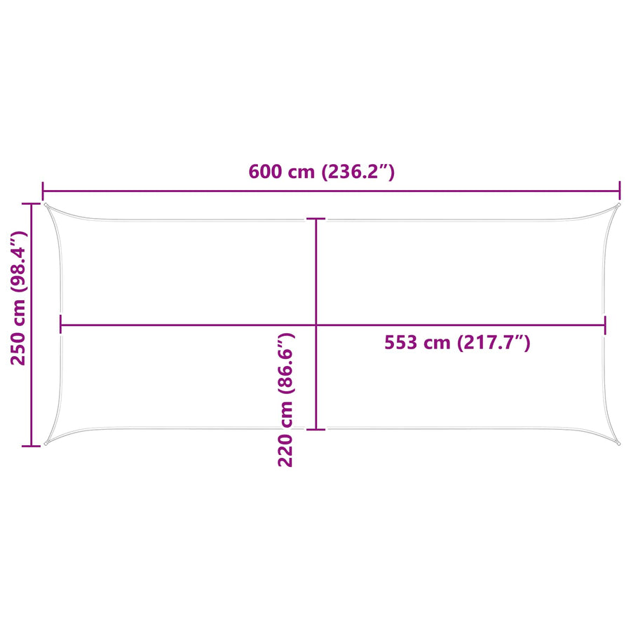 Zonneschaduwzeil Geel 6 x 2,5 m 100% Polyester Oxford