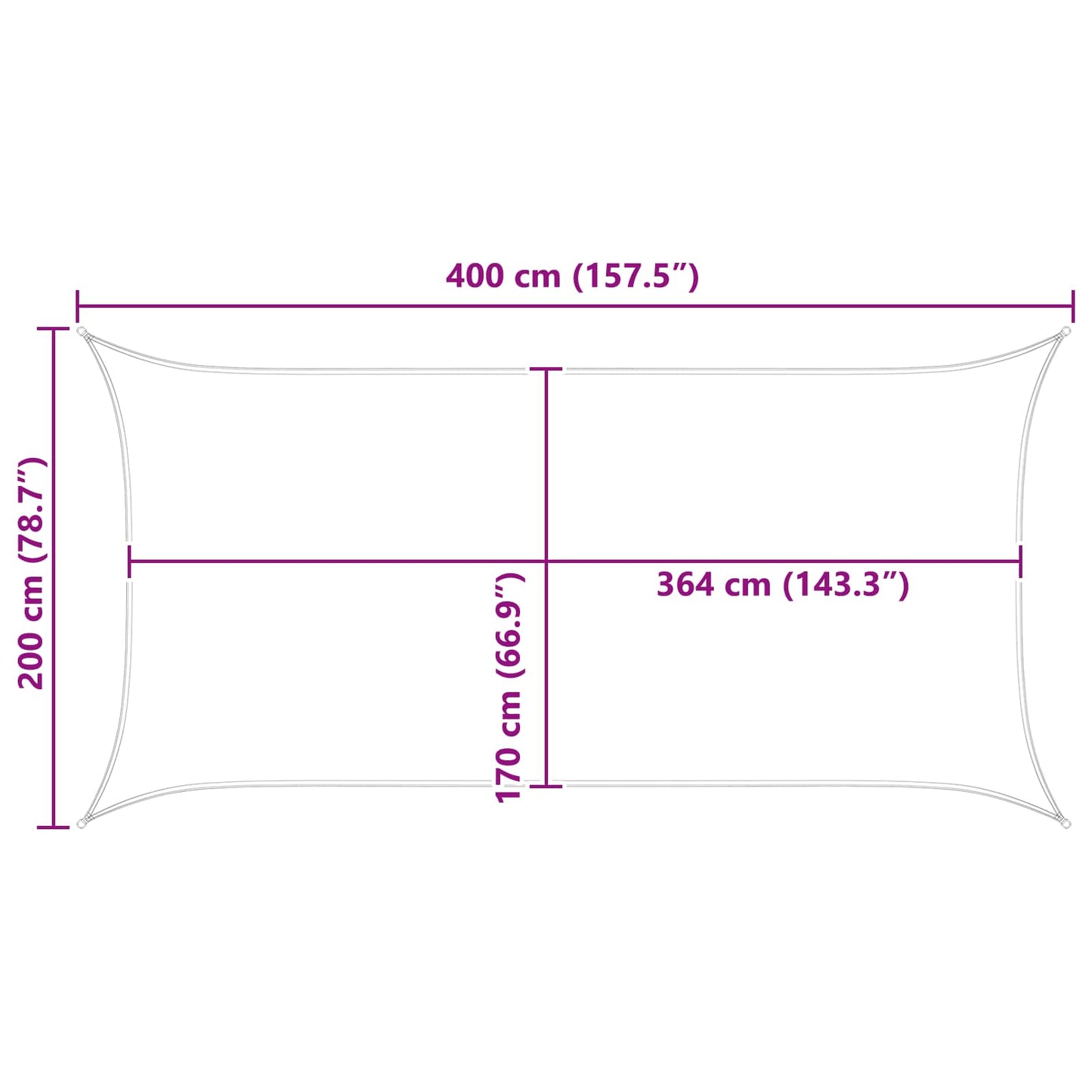 Zonneschaduwzeil Blauw en Wit 4 x 2 m 100% Polyester Oxford