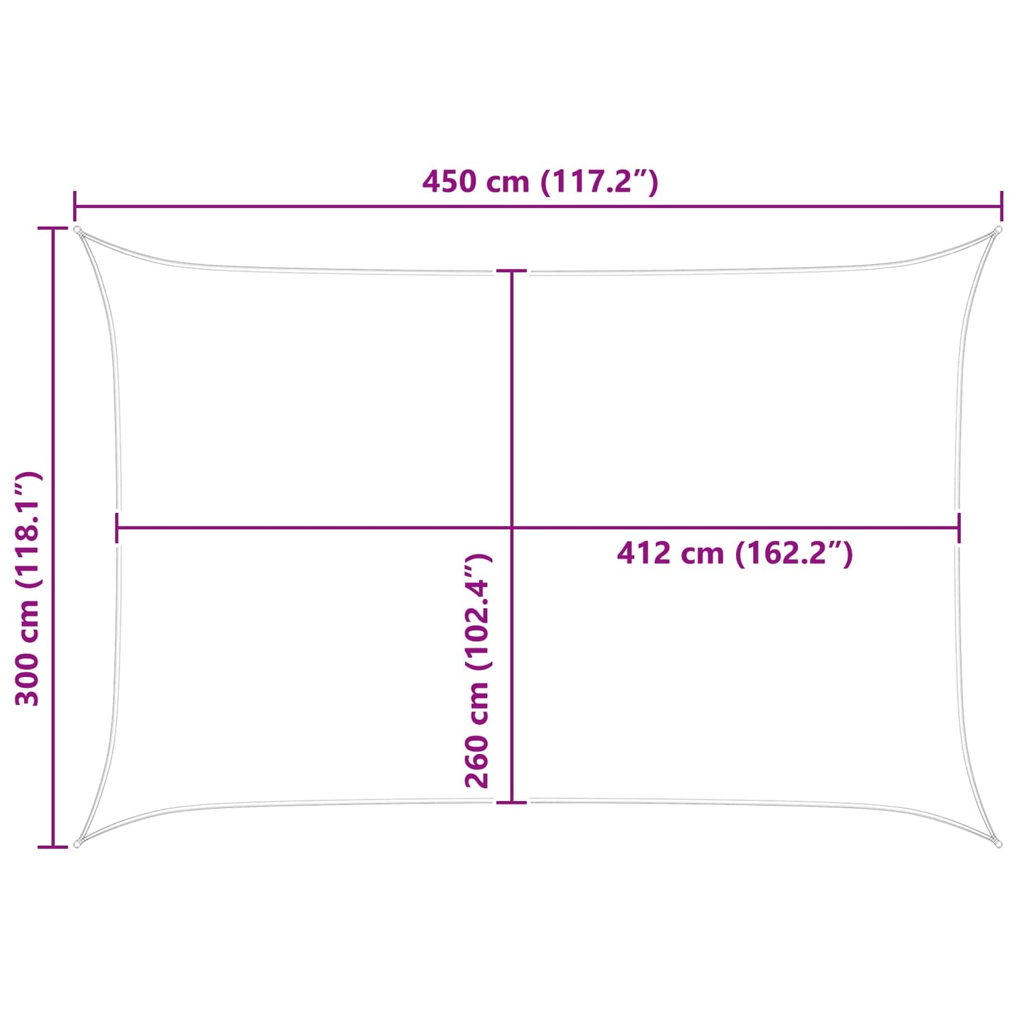 Zonneschaduwzeil Blauw en Wit 4,5 x 3 m 100% Polyester Oxford
