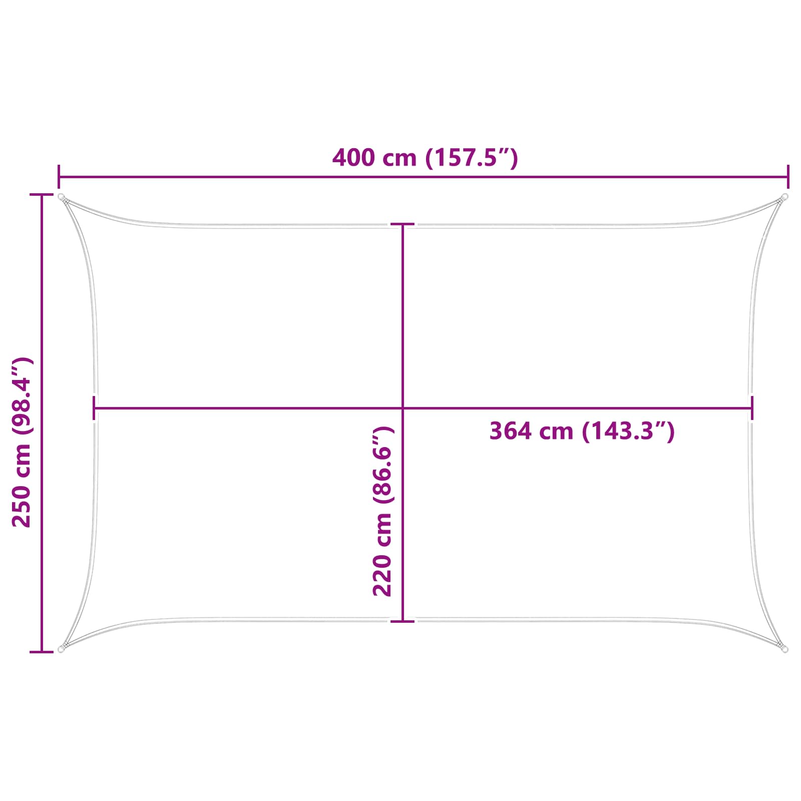 Zonneschaduwzeil Lichtgrijs en wit. 4 x 2,5 m
