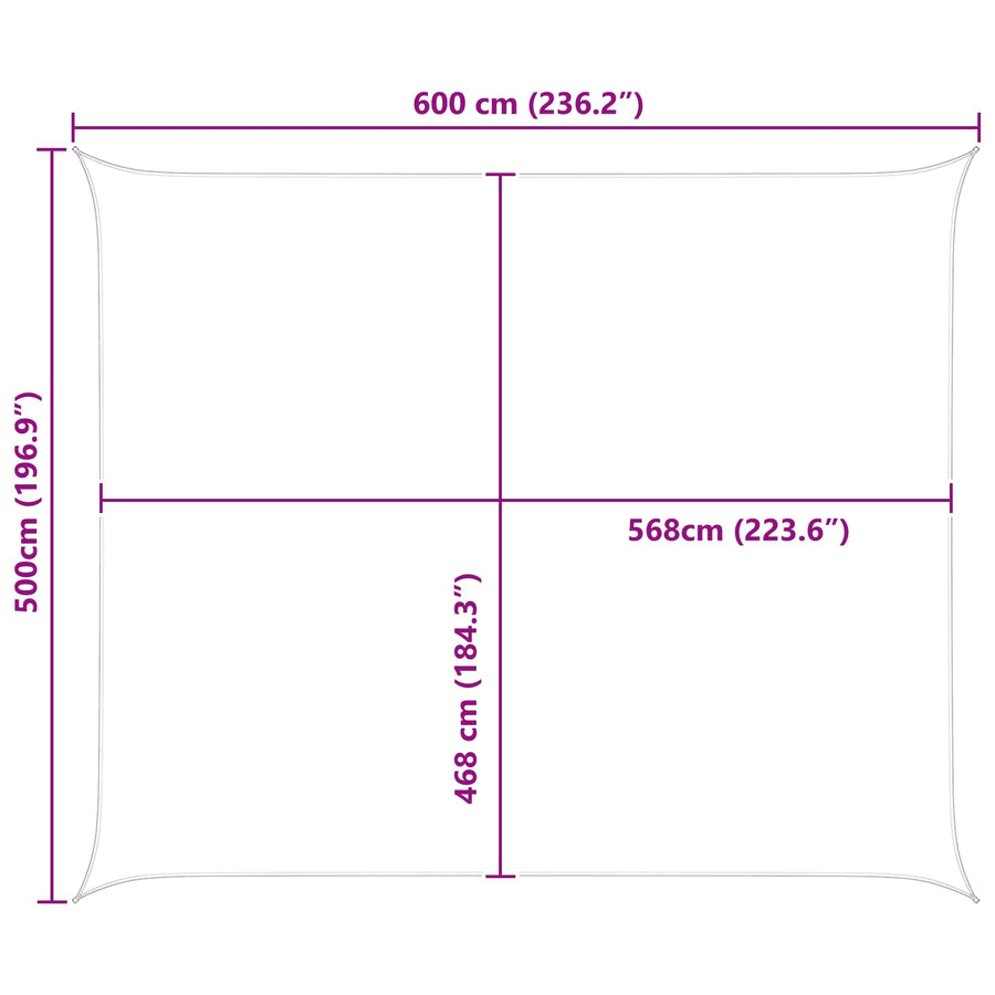 Zonneschaduwzeil Lichtgrijs en wit. 6 x 5 m