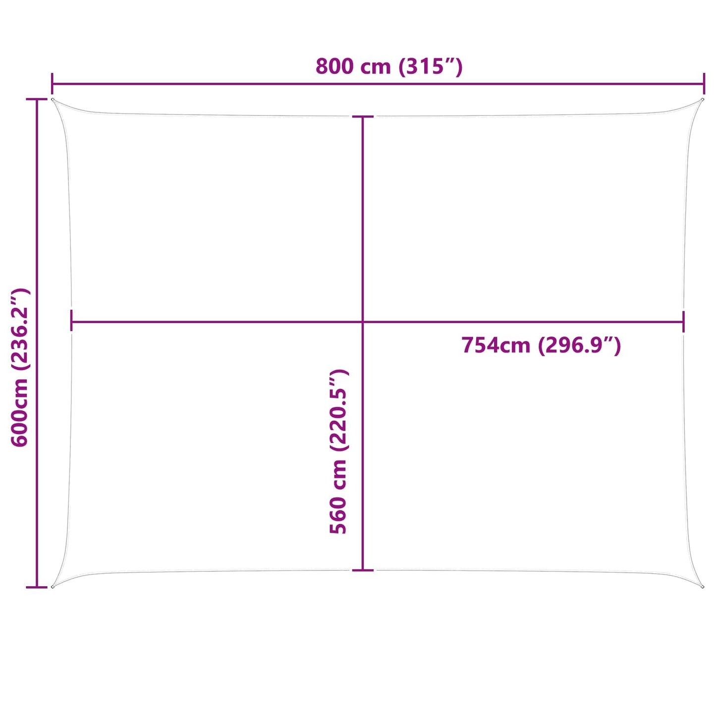 Zonneschaduwzeil Lichtgrijs en wit. 8 x 6 m