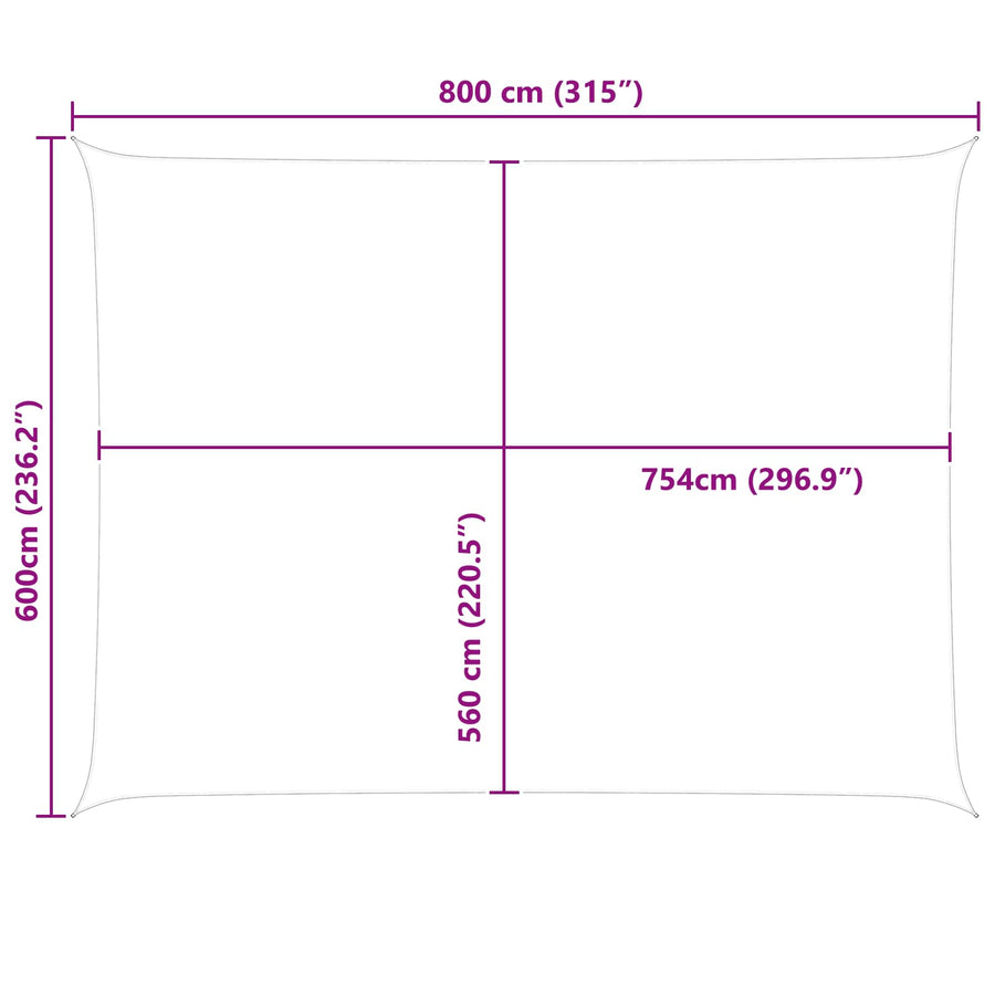 Zonneschaduwzeil Lichtgrijs en wit. 8 x 6 m