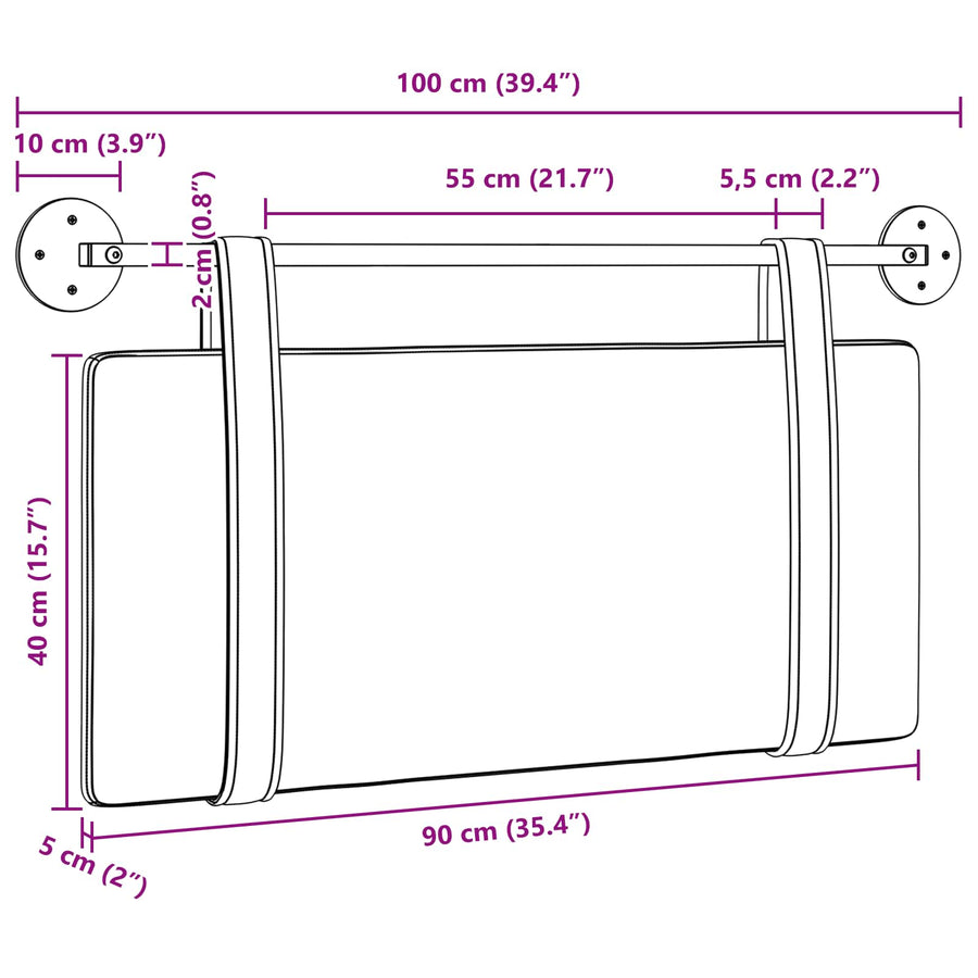 Hangend Hoofdeinde Effen Jeans Blauw 100 x 55 x 5 cm Stof
