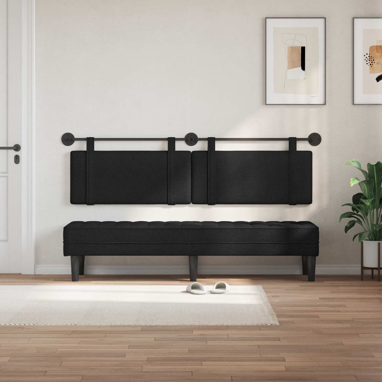 Hangend Hoofdeinde Wandgemonteerd Zwart 170 x 55 x 5 cm Stof