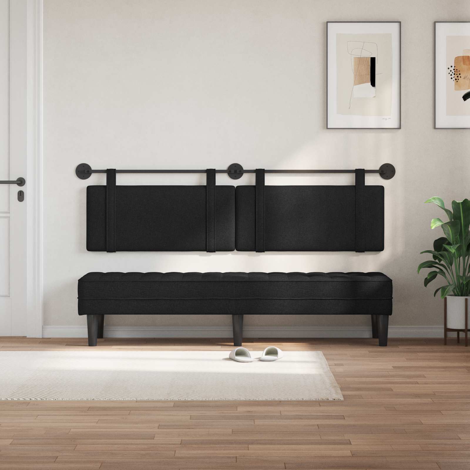 Hangend Hoofdeinde Wandgemonteerd Zwart 170 x 55 x 5 cm Stof